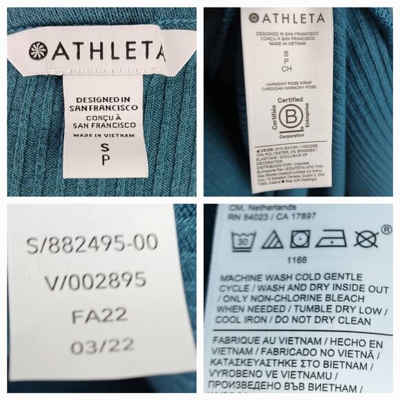 Athleta SZ S Harmony Wrap Cardigan Borealis Green #882495 - Picture 6 of 6